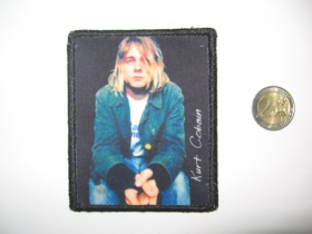 Nirvana - Kurt Cobain ofsetová nášivka po krajoch obšívaná  cca. 9x9cm